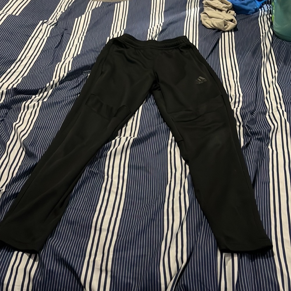 Black striped adidas sweatpants. ‼️PRICE IS NEGOTIABLE‼️